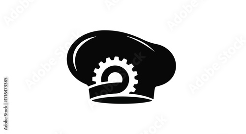 Culinary innovation represented by a chef's hat integrated with a mechanical gear.