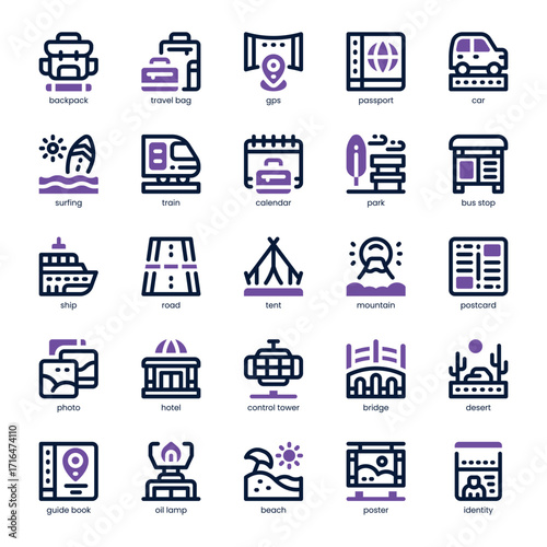 Group Travel Icon pack for your website, mobile, presentation, and logo design. Group Travel Icon dual tone design. Vector graphics illustration and editable stroke.