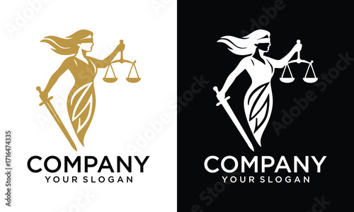 Creative lady god justice law logo