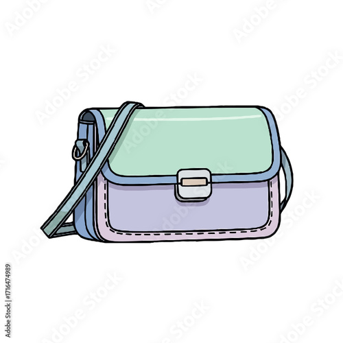 Stylish pastelcolored crossbody bag with long strap and secure clasp, perfect for fashionconscious individuals, isolated on transparent