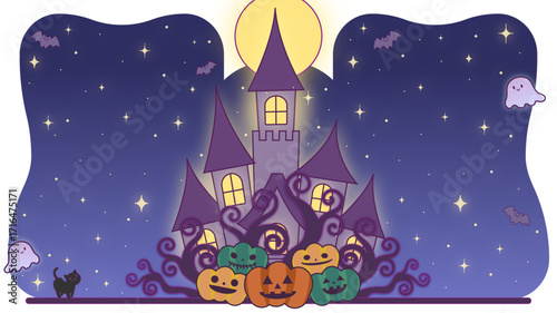 ポップでかわいいハロウィン背景素材