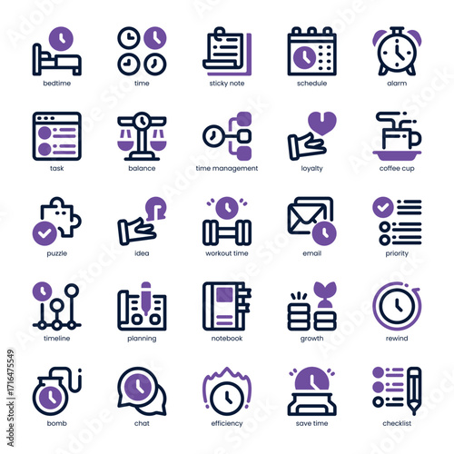 Productivity Icon pack for your website, mobile, presentation, and logo design. Productivity Icon dual tone design. Vector graphics illustration and editable stroke.