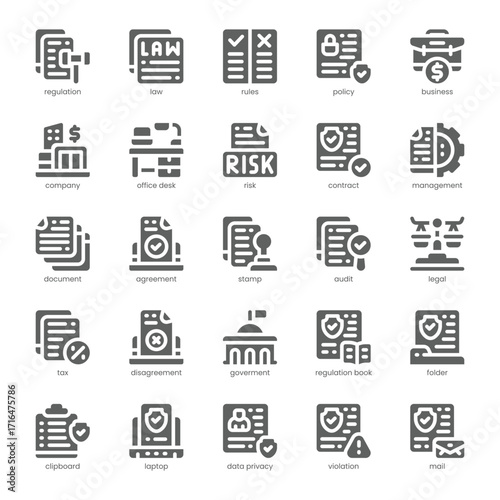 Regulation Icon pack for your website, mobile, presentation, and logo design. Regulation Icon solid design. Vector graphics illustration and editable stroke.