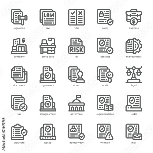Regulation Icon pack for your website, mobile, presentation, and logo design. Regulation Icon outline design. Vector graphics illustration and editable stroke.