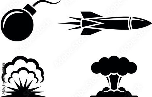 Atomic Weapons Arsenal in Black and White with Detonation Concepts