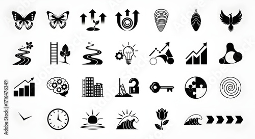 Elegant Graphic Set Nature, Growth, and Success Icons
