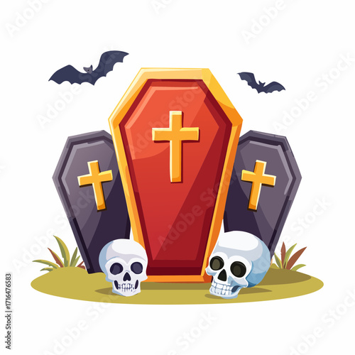 Spooky Coffins Clipart for Haunted Halloween