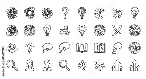 Thinking Process Icons Idea Generation, Problem Solving, and Innovation