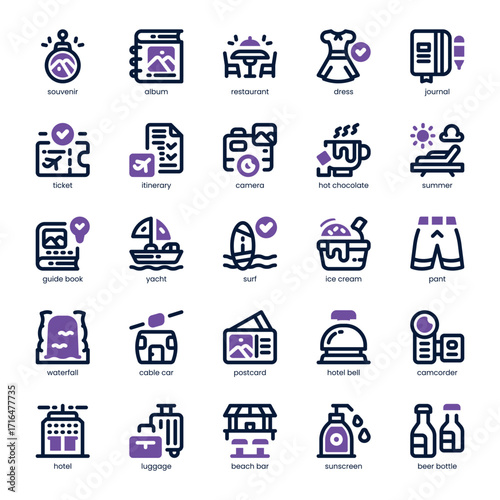 Travel Memory Icon pack for your website, mobile, presentation, and logo design. Travel Memory Icon dual tone design. Vector graphics illustration and editable stroke.