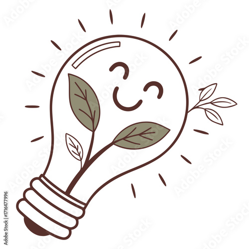 Bright idea for a sustainable future, illustrating eco-friendly innovation and growth with a cheerful, nurturing energy for a greener planet