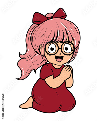 Cute Little Girl Cartoon Illustration