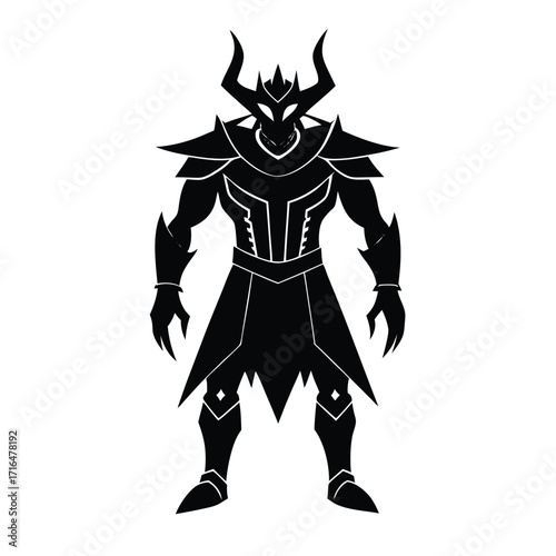 demon warrior with armor logo flat color illustration