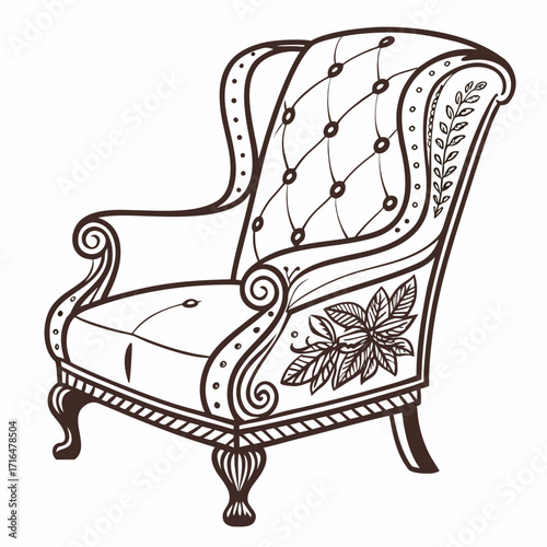 Elegant Armchair Illustration Vintage Design for Home Decor and Furniture Concepts