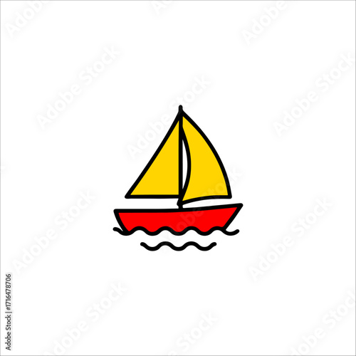 sailboat icon hand drawn illustration artwork