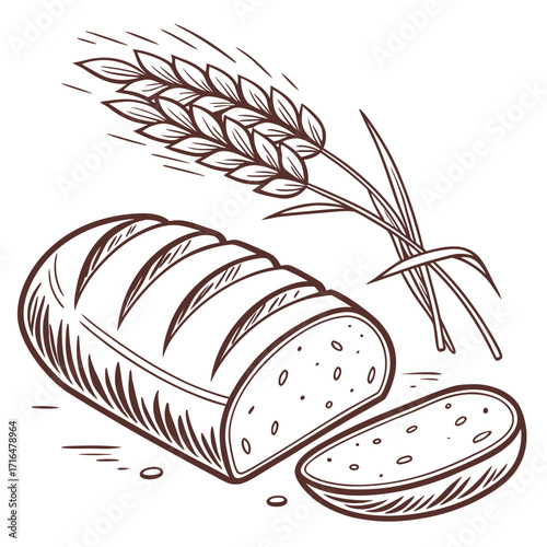 Freshly Baked Bread with Wheat Stalks A Delicious and Wholesome Breakfast Treat