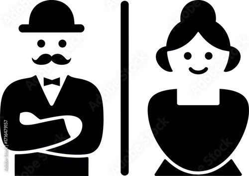 Elegant restroom sign with man and woman symbols for public places