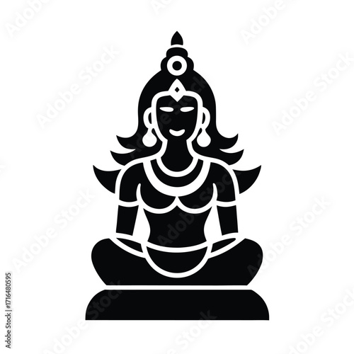 goddess kamakhya idol abstract form logo style flat