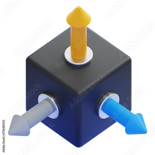 PNG 3D Scalability with Arrows Expanding from Cube Icon Isolated on a White Background