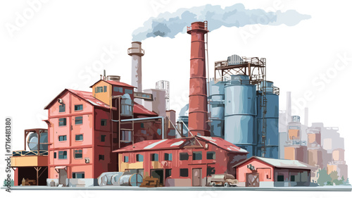 Industrial Factory Painting with Background Factory - Professional Artwork for Creative Projects