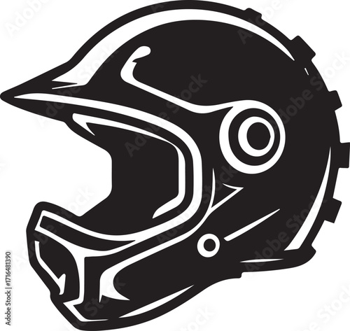 Stylized Vector Illustration of a Motorcycle Helmet for Sports and Safety