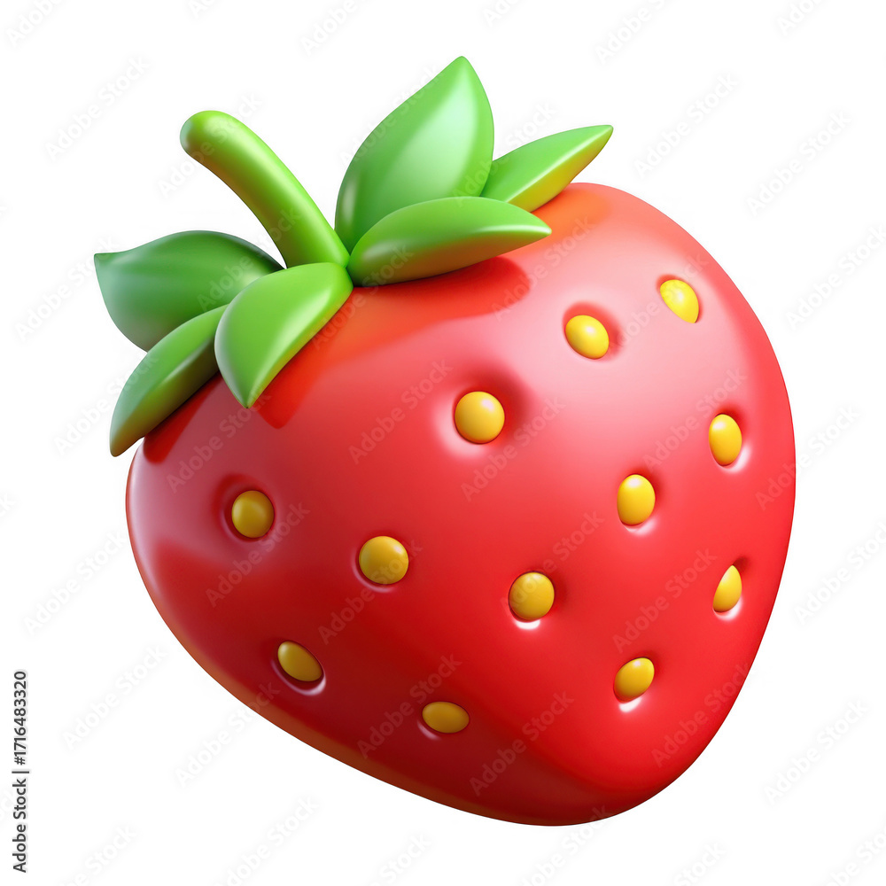 Obraz premium Vibrant red strawberry fruit with green leaves isolated on black isolated on transparent background