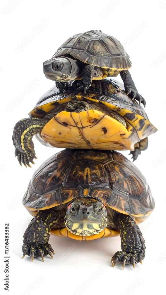 Obraz premium Baby turtles stacked