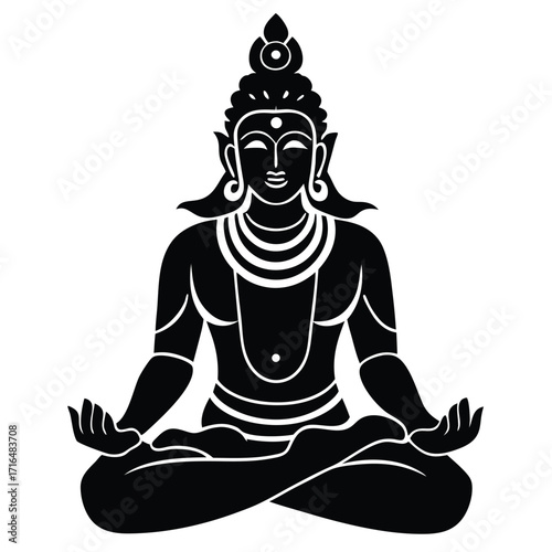 lord ayyappa idol sitting pose logo style flat color