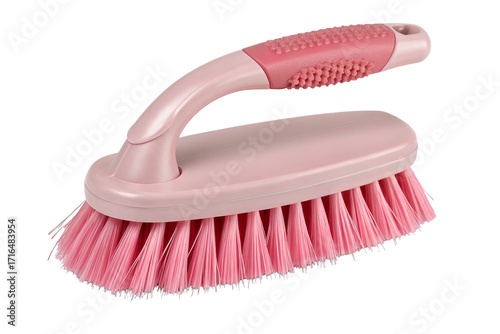 Pink cleaning brush with ergonomic handle for effective household or personal scrubbing needs