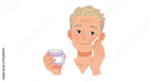 Mature individual applying facial moisturizer for healthy skin routine