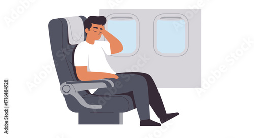 Stylized Illustration of a Person Sleeping on an Airplane Seat during travel