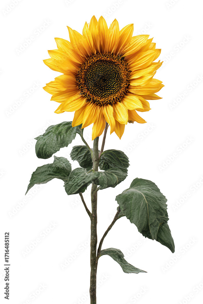 Obraz premium sunflower with leaves on the stem