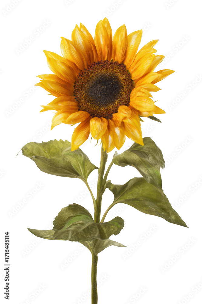 Fototapeta premium sunflower with leaves on the stem