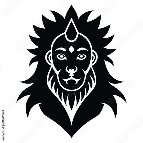 lord narasimha idol half lion half man logo style