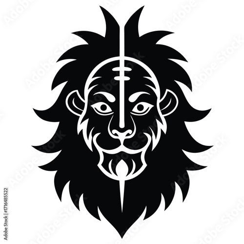 lord narasimha idol half lion half man logo style