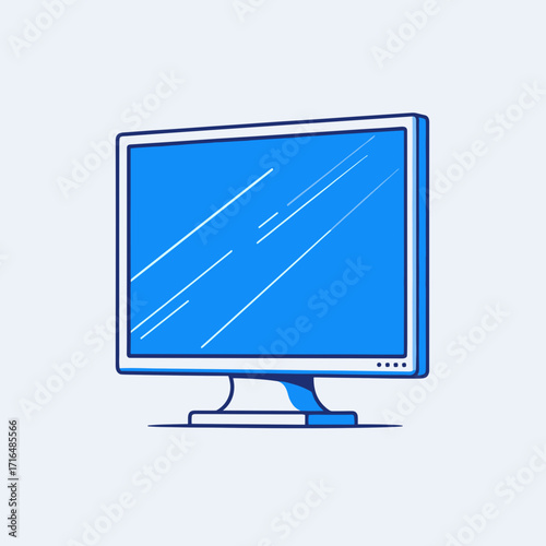 Computer monitor in blue outline design with clean display  