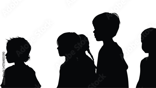 Captivating Silhouette of Children Against Background EPS Image