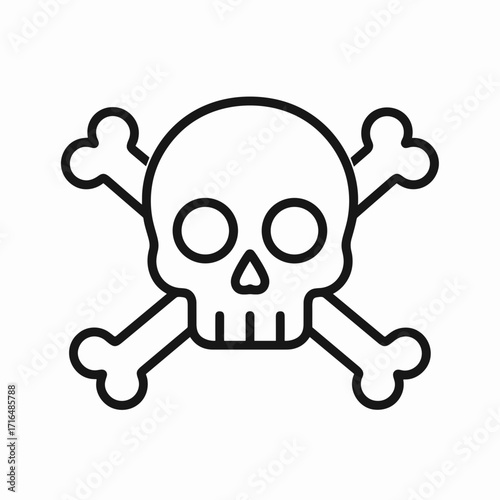 Skull and crossbones symbol in black outline design  