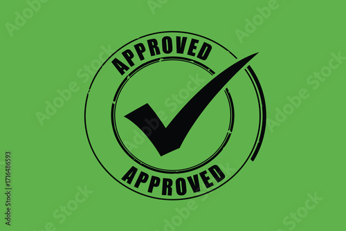 Approved Stamp with Check Mark on Green Background Symbol of Validation and Acceptance