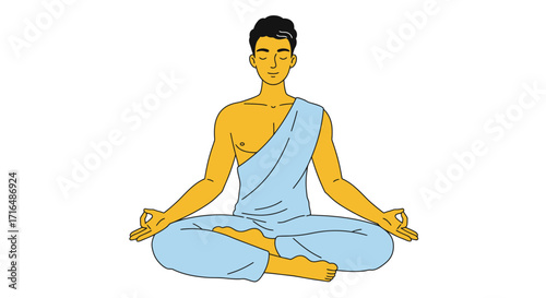 Vector image of a person meditating in lotus position for inner peace
