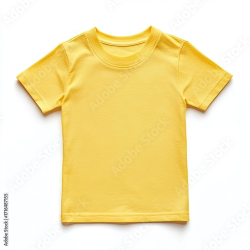 Bright yellow child's t-shirt, flat lay