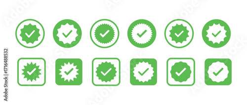 Blue tick verified badge icon set, Social media official account tick symbol, Verified badge profile set, vector illustration eps 10.