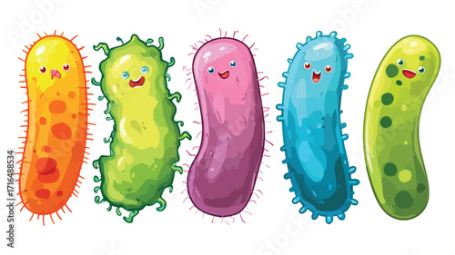 Vibrant Cartoon Bacteria Set for Creative Designs