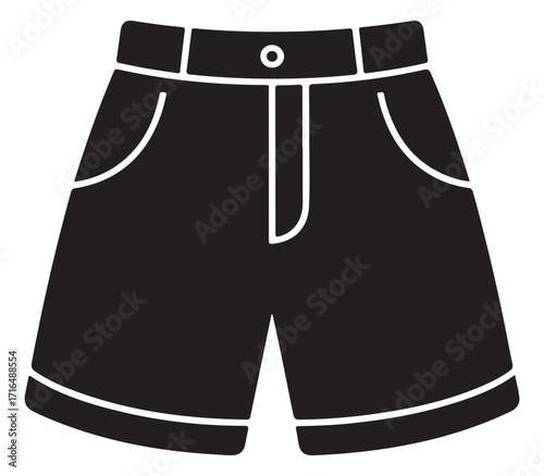 Stylized silhouette of casual shorts with a clean design isolated on white background