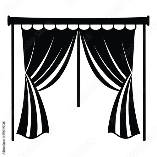 pastel color curtains mockup flat color illustration