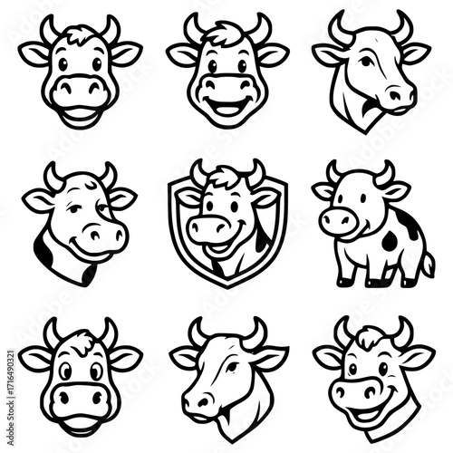Logo or Icon, cow vector, outline version, vector SVG, transparent PNG