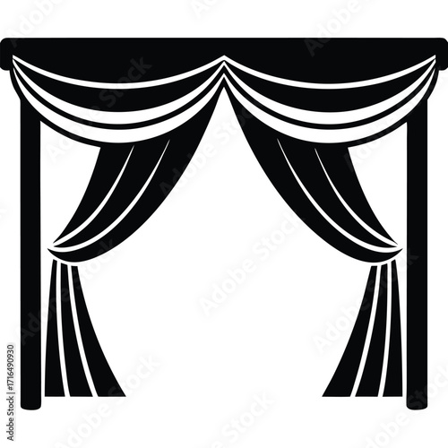 royal stage curtains mockup flat color illustration