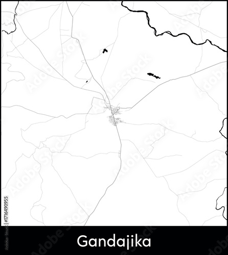 Gandajika city map, Democratic Republic of the Congo - Topographic vector map poster