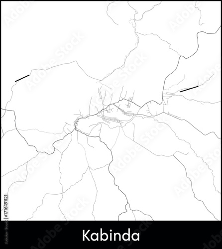 Kabinda city map, Democratic Republic of the Congo - Topographic vector map poster