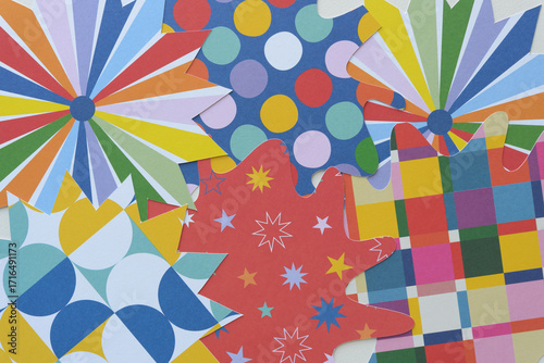 set of machine-cut shapes with bold patterns and colors