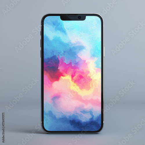 A smartphone mock  up with decorative background. 